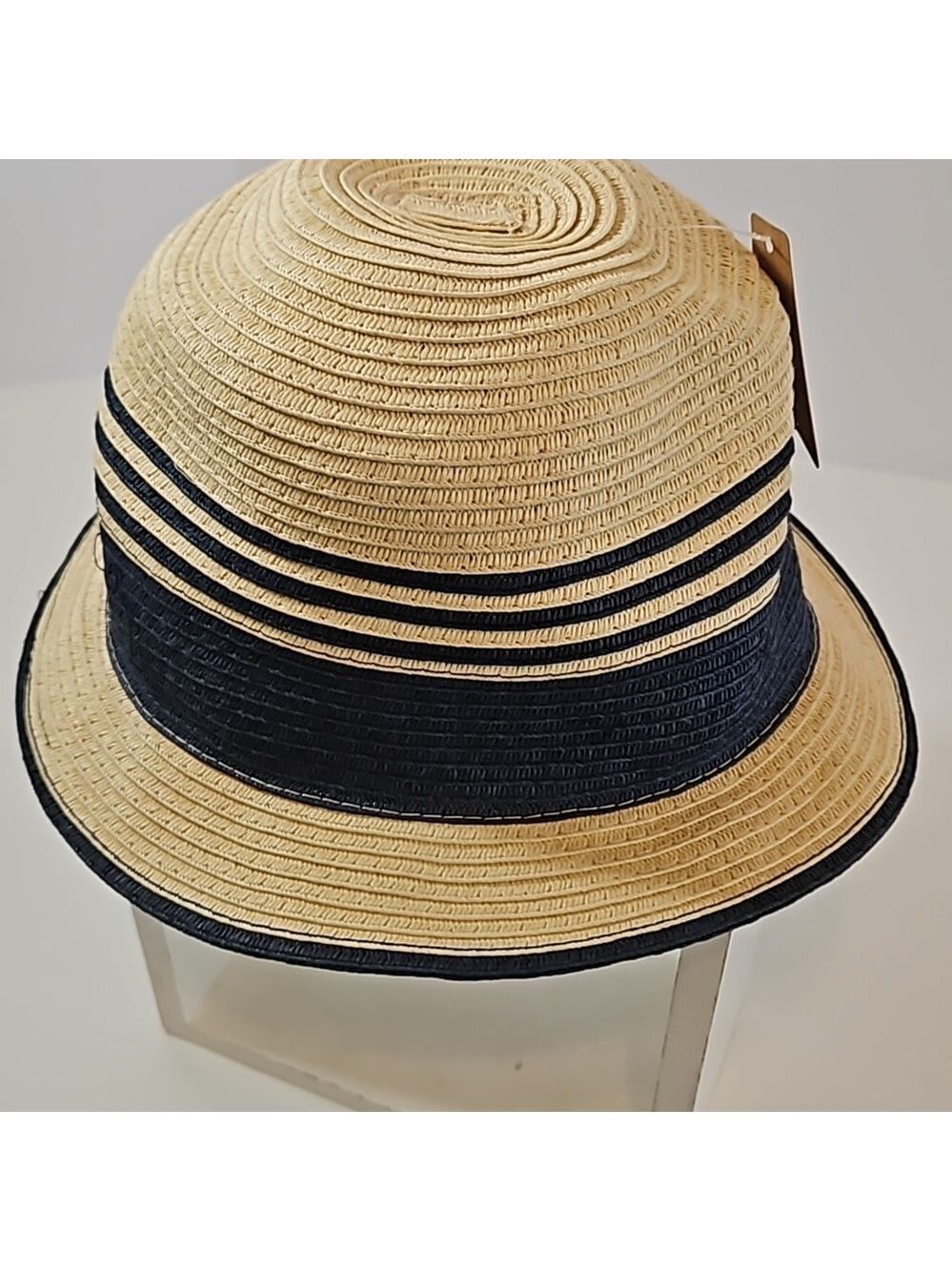 Summer Fedora Hat 100% paper straw Unisex black detail British Style Handmade - Picture 6 of 17